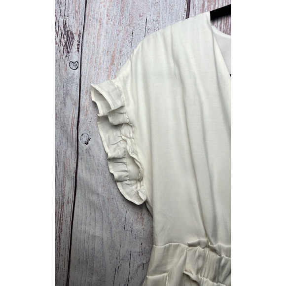 Zara Womens V Neck Side Tie Ruffle Mini Dress White Sz Small - Picture 7 of 10